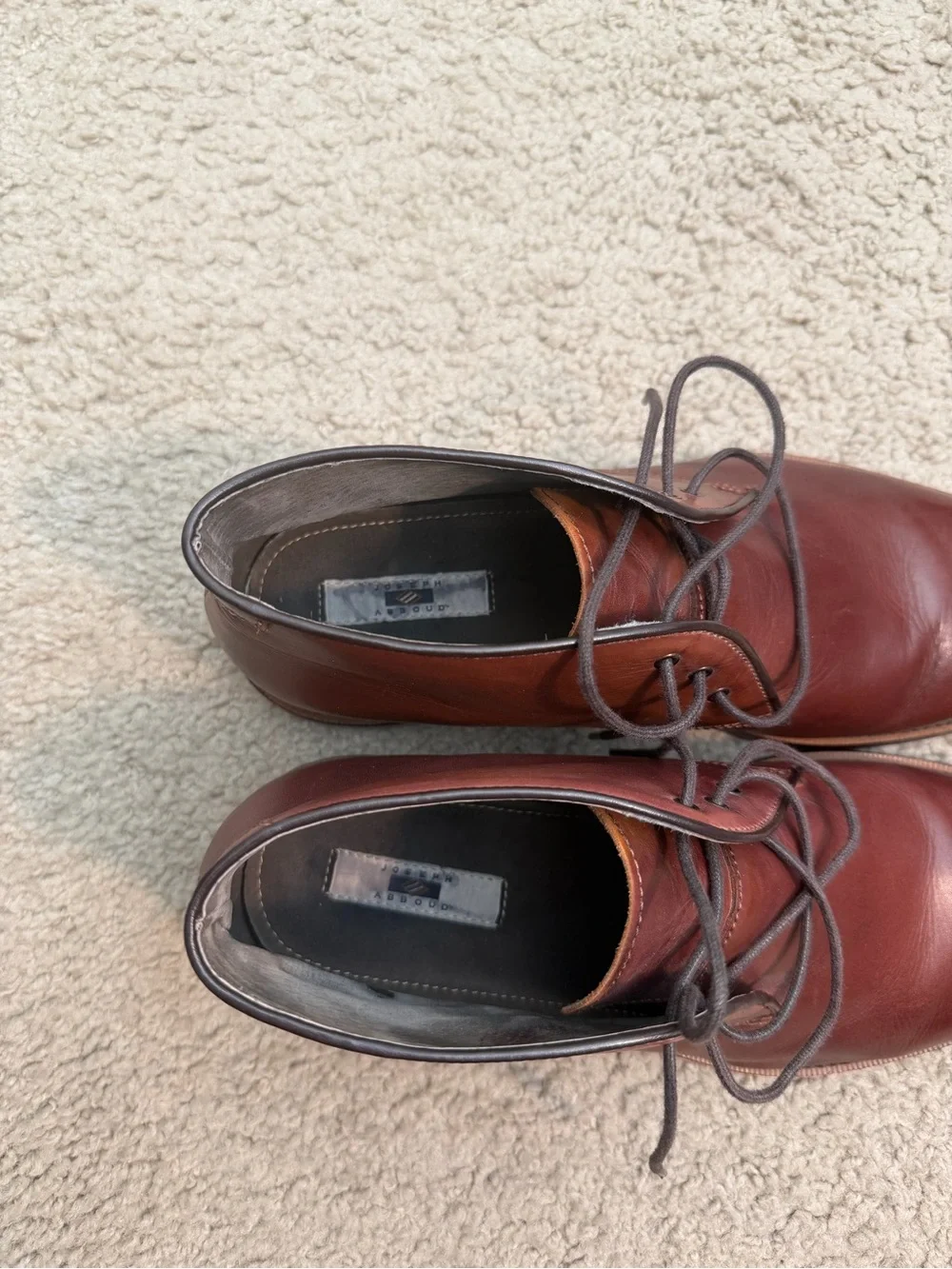 Joseph Abboud Men's Brown Leather Chukka Boots - Classic Lace-Up Style